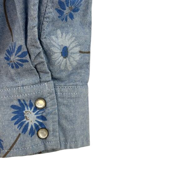 One Teaspoon Wild‎ Saloon Chambray Shirt Top Button Down Floral Blue Size XS - Picture 11 of 15